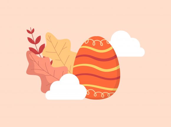 Easter Egg Orange Floral Cloud Vector for Creative Projects