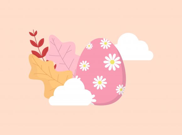 Easter Egg Pink Flowers Floral Vector for Branding and Design