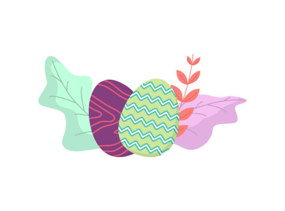 Easter Eggs Purple Green Floral Vector for Graphics and Illustrations