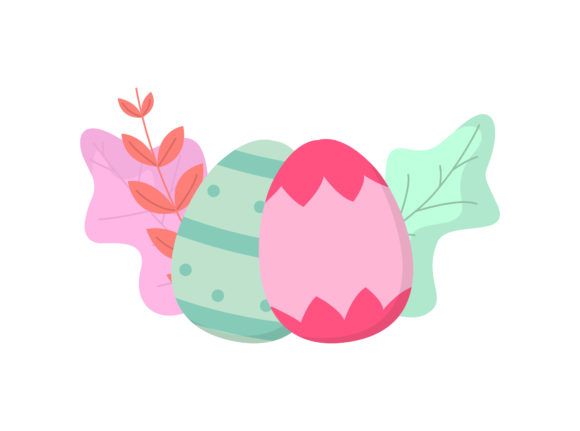 Easter Eggs Tosca Pink Floral Vector Graphics and Illustrations
