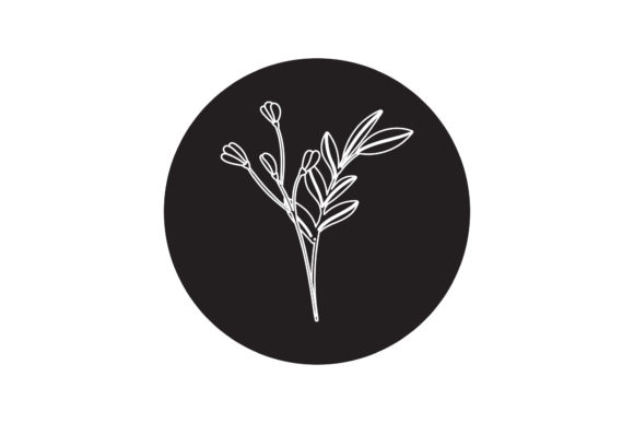 Floral Icon Flowers White Line Style Graphics Freebie
