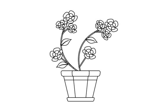 Flower Pot Floral Outline Graphics and Illustrations Review