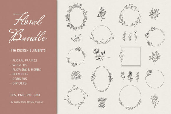 Hand Drawn Floral Bundle for Graphics and Illustrations